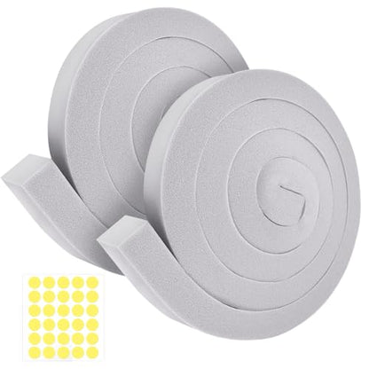 2Packs Air Conditioner Foam Tape with Adhesive, 1''X1''X 6.5 Ft Window Weather Stripping, High Resilience Ac Window Seal Kit Foam Insulation for Winter Summer (6.5ft X 2 Rolls, Grey) - color: 2 PCS, size: 1''x1'' Grey