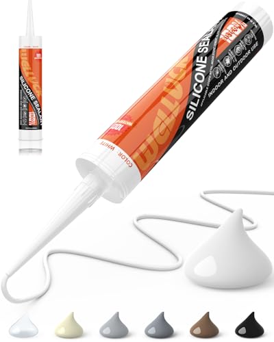 WELLUCK White Silicone Caulk, 100% Waterproof Silicone Sealant Adhesive Caulking,for RV, Kitchen,Bathroom, Window, Door, Glass,10.2FL.OZ/300ML (1Pack) - color: White, size: 1 Pack