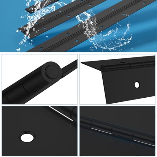 20Inch Black Continuous & Piano Hinges, 2PCS Heavy Duty Stainless Steel Piano Hinge with Hole, 0.05" Thickness/1.2" Open Width Folding Cabinet Door Butt Hinge - color: Black, size: 20 Inch