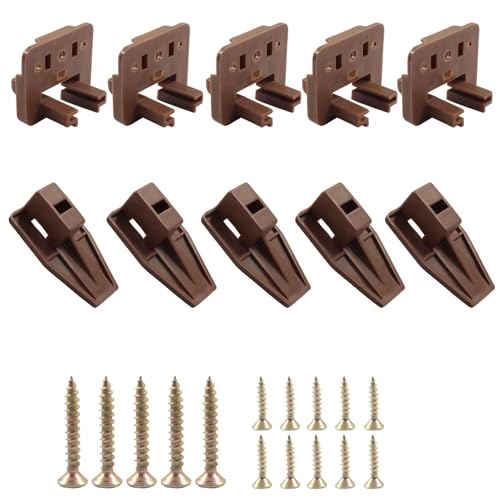 Waziaqoc 5 Set Brown Plastic Replacement Drawer Guides, Slides Drawer Replacement Part Guides, for Dresser and Nightstand Drawer Repair with Kenlin Rite Trak 1 System