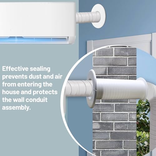 Mini Split Line Set Cover Wall Sleeve 2.87" OD 2.76" ID 7.87" Length, PVC AC Through Wall Pipe Sleeve for HVAC Air Conditioner Line Set Protection