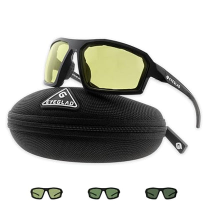REV Z87+ Powersports Motorcycle Riding Goggles High Impact Photochromic UV400 Sports Wrap Sunglasses Safety Glasses - color: Cyber Yellow
