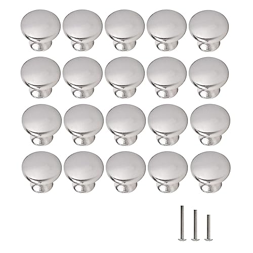 20x Satin Brushed Nickel Knobs Cabinet Hardware Round Mushroom Knob Wardrobe Drawer Pull Handles 30mm/1.18" for Kitchen Cupboard Furniture Chest Door Dresser Bathroom - color: Brushed Nickel, size: 20