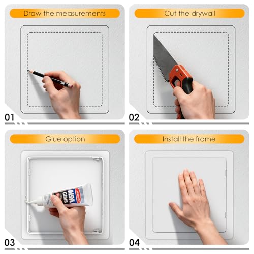 Suteck Plumbing Access Panel for Drywall Ceiling 8 x 8 Inch Reinforced Plastic Wall Access Doors Removable Hinged White - size: 8x8 Inch