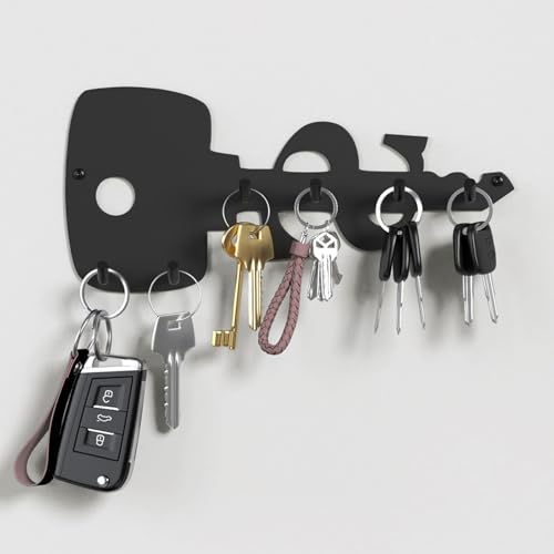 PMMASTO Key Holder Wall Mounted, Key Hooks for Wall, Stainless Steel Black Key Organizer with 6 Hooks, Decor Rack for Entryway, Hallway, Garage, Mudroom, Office - color: Black, size: 6 "j" Hooks, 1PACK