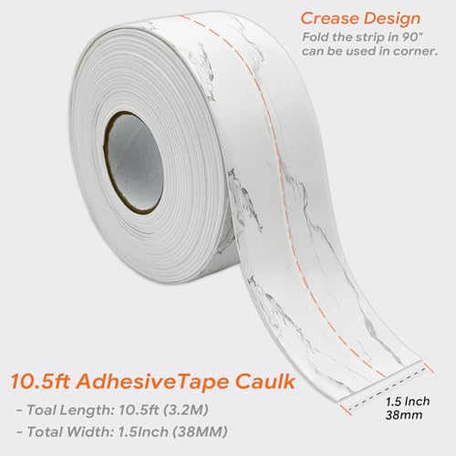 UIOCSSC Caulk Tape Strip, 1.5" x 10.5Ft Self Adhesive Bath & Kitchen Sealant Strip, PVC Waterproof Sealing Tape for Bathtub Toilet Bathroom Shower Kitchen Sink - color: Cracks