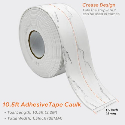 UIOCSSC Caulk Tape Strip, 1.5" x 10.5Ft Self Adhesive Bath & Kitchen Sealant Strip, PVC Waterproof Sealing Tape for Bathtub Toilet Bathroom Shower Kitchen Sink - color: Cracks