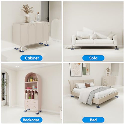 Furniture Sliders, Furniture Movers with Wheels 700LBS- 4 Metal Slider with Anti-Slip Pad（4 Brakes Each for Easy Moving, Heavy Duty Appliance Roller Dolly for Couches, Sofas +More. - size: 700LBS