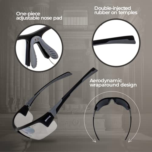 Global Vision Hercules 7 Safety Sunglasses Photochromic Auto-Darkening Clear to Smoke Lens ANSI Z87.1 - color: Black