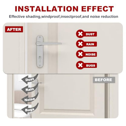 40FT Rubber Weather Stripping Door Seal, Self Adhesive Door Insulation Strip, Block Drafts, Multi-Layer Soundproof, Weatherstripping for Door Frame and Windows (White)