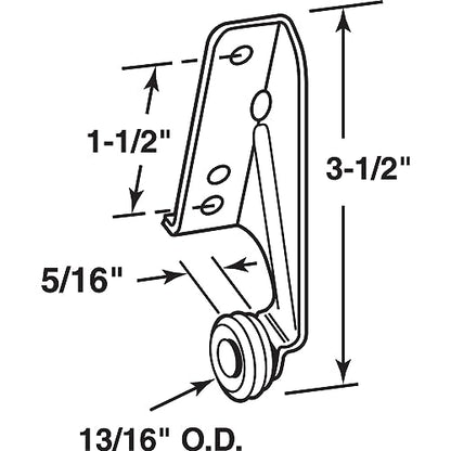 Prime-Line MP7141-5 Drawer Track Center Roller, 13/16 In., Left Hand (5 Pack)