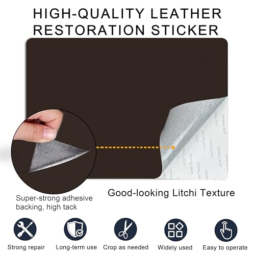 Self Adhesive Leather Repair Patch,8x12 inch Vinyl Repair Kit,Leather Repair Kit for Furniture,Car Seat,Couch,Office Chair, 2 Pcs Dark Brown - color: Dark Brown, size: 8*12inch