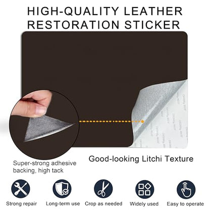 Self Adhesive Leather Repair Patch,8x12 inch Vinyl Repair Kit,Leather Repair Kit for Furniture,Car Seat,Couch,Office Chair, 2 Pcs Dark Brown - color: Dark Brown, size: 8*12inch