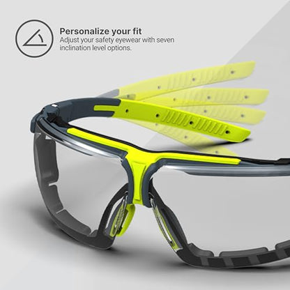 HexArmor VS300 Safety Glasses with Adjustable Side Arms Z87+ for Men and Women - color: Grey 23% With Gasket / Anti Fog Anti Scratch