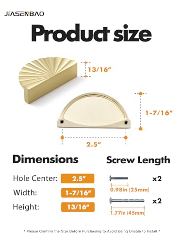 5 Pack Brushed Gold Cabinet Pulls 2.5" Hole Center Cup Flat Brass Drawer Pulls Kitchen Cupboard Bathroom Dresser Cabinet Hardware Handles Zinc Alloy - color: Brushed Gold, size: 2.5"(64mm) Hole Center