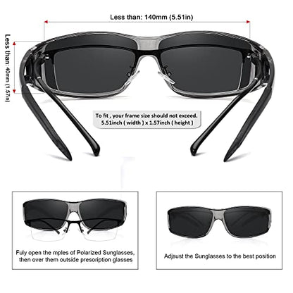 MEETSUN Fit Over Glasses Sunglasses for Men Women,Wrap Around Sunglasses Polarized UV400 Protection - color: (Z1)clear Gray Frame-gray Lens