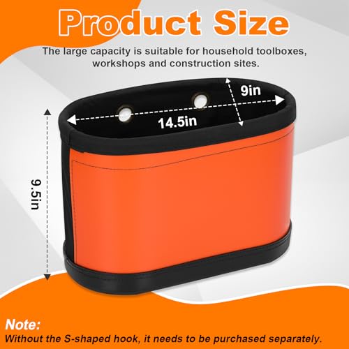 Bucket Tool Organizer with 14 Pockets, Oval Hard Lineman Bucket Bag, Tool Bucket Bag with Tray Hook Holes & Polypropylene Bottom with Drain Holes, No Kickstand