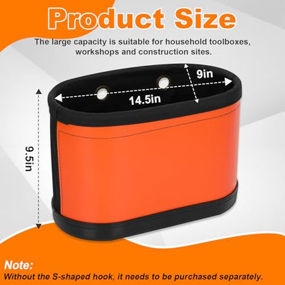 Bucket Tool Organizer with 14 Pockets, Oval Hard Lineman Bucket Bag, Tool Bucket Bag with Tray Hook Holes & Polypropylene Bottom with Drain Holes, No Kickstand