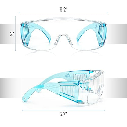 UNCO- Safety Goggles Over Glasses, Protective Goggles, Anti Fog, Work, Safety Glasses Over - color: Light Blue, size: 1 Pack