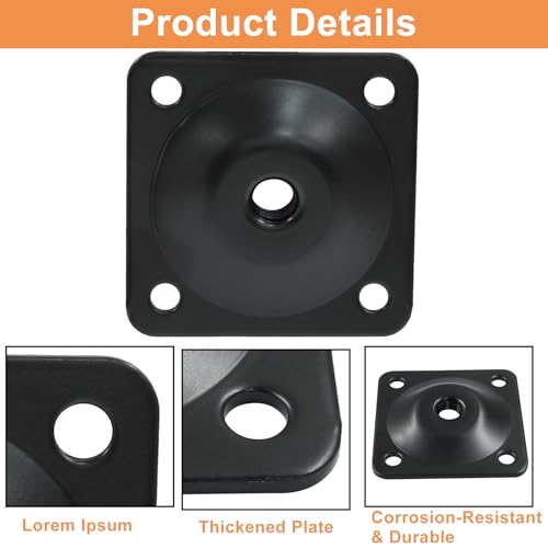 Set of 4 Leg Mounting Plates Kit, M8 Thread Furniture Sofa Legs Attachment Plates T-Plate for Repairing Damaged Sofa Couch Seats, with Hanger Bolts, Screws (Black) - color: Black, size: 5/16" (M8) -No Angle