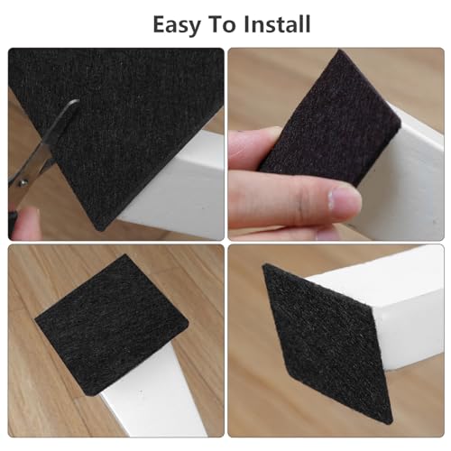 Yelanon Felt Furniture Pads -48 Pcs 1.5" Premium Felt Pads for Chair Legs Furniture, Floor Protectors for Hardwood Floors, Black - size: 48 pcs Square Black