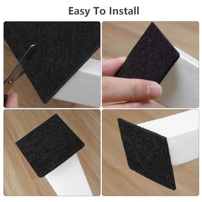 Yelanon Felt Furniture Pads for Hardwood Floors -36 Pcs 2" Premium Floor Protectors for Furniture, Felt Pads for Chair Legs, Black - size: 36 pcs 2" Square Black