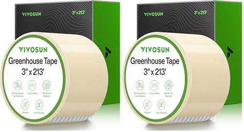 VIVOSUN Greenhouse Repair Tape, 6.3 mil 3" x 213' Weatherproof Clear Poly Patch Tape, Heavy Duty Greenhouse Sheeting Coverings Film Tape for Plastic Sheeting and Tents (Pack of 2) - size: 3”x213’ (Pack of 2)