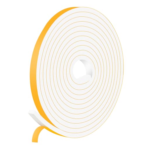 Foam Door Weather Stripping White 1/2 in x 1/4 in Closed Cell Strong Adhesive Foam Tape Insulation,Weatherproof, Noise Reduction,Use for Small Spaces,Light Decor,Total 13Ft - color: White, size: 1/2 in x 1/4 in x 13 Ft