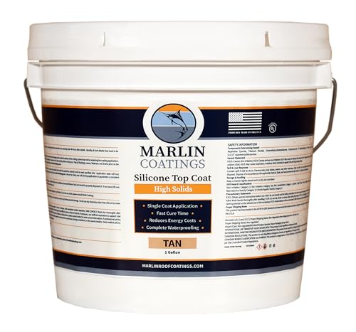 100% Silicone Roof Sealant - Self Leveling - Complete Waterproofing - Easy One Coat Application - Designed for Your RV, Camper, Trailer, Commercial Building… (1 Gallon, Tan) - color: Tan, size: 1 Gallon