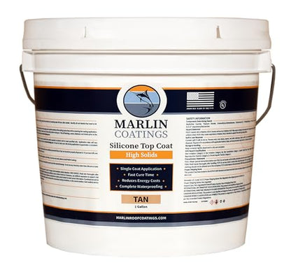 100% Silicone Roof Sealant - Self Leveling - Complete Waterproofing - Easy One Coat Application - Designed for Your RV, Camper, Trailer, Commercial Building… (1 Gallon, Tan) - color: Tan, size: 1 Gallon