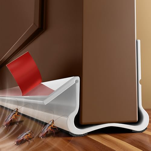 36.6 in Under Door Draft Stopper Reusable Self-Adhesive Door Sweep with Triple Seal Technology Soundproof Felt Flexible Gap Filler for Interior Exterior Doors Noise Reducing Door Seal White - color: White