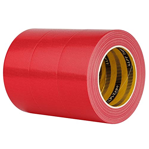LLPT Duct Tape Premium 3 Pack 2” x 35 Yards Each Roll Easy to Tear Muti-Use Colorful Bulk Fabric Tape No Residue for School Home Office and Industrial Use Color Red (DT350RD) - color: Red