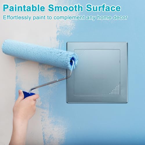 M METERXITY 1-Pack Access Panel for Drywall, 6x6 Inch Plastic Self Adhesive Wall Hole Cover Access Doors for Wiring Cable/Ceiling, Removable Plumbing Wall Panel [Grey, Vented Square] - color: Gray