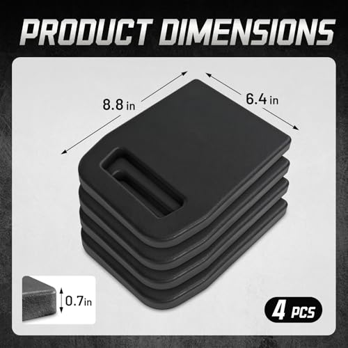 ROBLOCK 4-Pack Rubber RV Jack Pads for Camper Trailer with Handle, Weather-Resistant RV Stabilizer Jack Pads Stop Sinking & Slipping on Uneven Ground Gravel Asphalt Dirt Grass 8.8 * 6.4 - size: Rubber 8.8"*6.4"