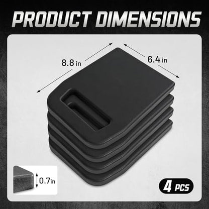 ROBLOCK 4-Pack Rubber RV Jack Pads for Camper Trailer with Handle, Weather-Resistant RV Stabilizer Jack Pads Stop Sinking & Slipping on Uneven Ground Gravel Asphalt Dirt Grass 8.8 * 6.4 - size: Rubber 8.8"*6.4"