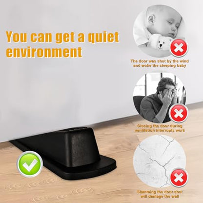 2Pcs Door Stoppers for Bottom of Door, Premium Rubber Door Stopper Wedge, Tile Wood Floors Sturdy Door Stoppers