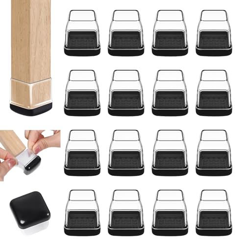 Chair Sliders for Carpet, 16PCS Furniture Sliders for Carpeted Floors & Hardwood Floors, Square Chair Glide Pads for Quickly and Easily Moving Furniture, Protect Floor(Clear, Fit 0.75"-1") - color: Clear, size: Square M(Fit:0.75-1 inch)