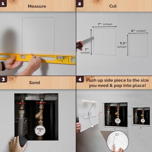 Morvat Adjustable Spring Access Panel 6"x6" Inches, for Drywall, Ceiling, Electrical, Plumbing Heavy-Duty & Easy Install, Wall Hole Cover Plate, White | Fits 5.5"x6" - 7"x7" Inches | (1-Pack) - size: 6x6