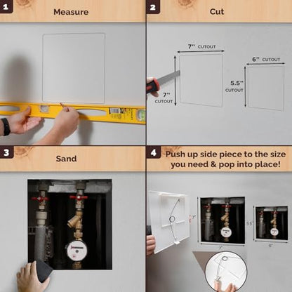 Morvat Adjustable Spring Access Panel 6"x6" Inches, for Drywall, Ceiling, Electrical, Plumbing Heavy-Duty & Easy Install, Wall Hole Cover Plate, White | Fits 5.5"x6" - 7"x7" Inches | (1-Pack) - size: 6x6