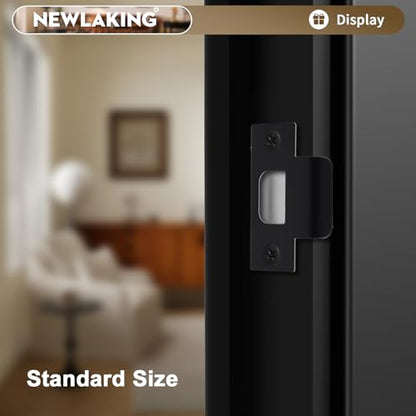 T-Shape Matte Black Door Strike Plate for Door Frame Repair Kit, 2-1/8'' Hole Spacing, 1 Pack - color: Matte Black