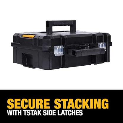 DEWALT TSTAK II Tool Box, Flat Top Tool Storage Case, Organizer Box Holds Up To 66 lbs, Flexible Platforms for Stacking, 13 Inch (DWST17807) (Pack of 4) - size: 1 Count (Pack of 4)