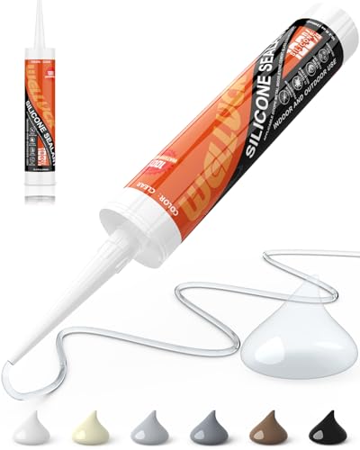 WELLUCK Clear Silicone Caulk, 100% Waterproof Silicone Sealant Adhesive Caulking,for RV, Kitchen,Bathroom, Window, Door, Glass,10.2FL.OZ/300ML (1Pack) - color: Clear, size: 1 Pack