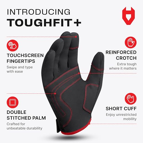 NoCry Utility Gloves for Men with Reinforced Fingers and Thumb Crotch; Double Stitched Palm and Touchscreen Tips; Breathable and Highly Flexible; — Ideal for Mechanics, Construction and Yard Work - size: Medium, style: Lite