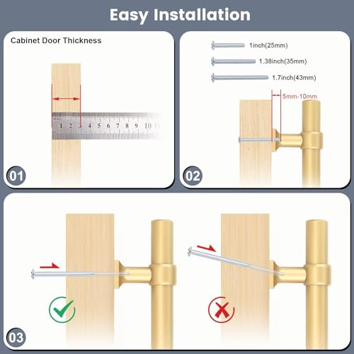 5Pack Hole Centers 5inch(128mm) Gold Champagne Cabinet Handles T Shaped Kitchen Cabinet Pulls Hardware Pull Handle for Cabinets Dressers 7.5inch Total Length - color: Champagne Gold, size: Hole Centers: 5inch