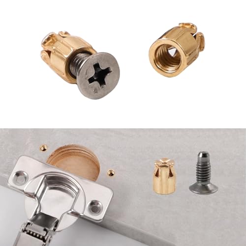 Durable and Robust 6mm Expansion Metal Hinge Dowel Inserts with Screws–Door Hinge Repair Kit for Secure Cabinet Door Fastening,Pack of 50