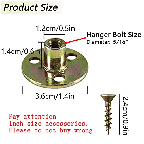 GOSCHE 4 Sets Furniture Legs Mounting Plates with Hanger Bolts Screws Great for Furniture Leg,Chair, Sofa,Cabinet,Couche, Set of 4