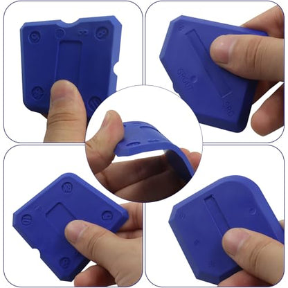 BokWin 12-Pack Silica Gel Caulking Tool Set, Caulk Kit for Grout Finishing, Caulking Tool Set for Bathroom Kitchen Surfaces, Hand Caulk Removal Assistant in Blue
