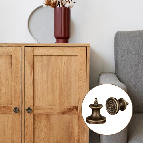 10Pcs Mini Drawer Knobs, Small Round Drawer Pulls Handles, 0.43"x0.79", Antique Self Tapping Cabinet Knobs for Jewelry Box, Kitchen, Furniture Hardware (2x1.1cm)
