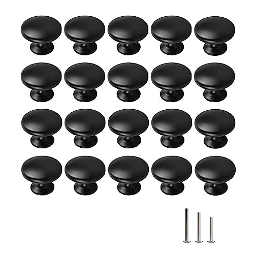 20x Matt Black Cabinet Knobs Hardware Round Drawer Knob 30mm/1.18" for Kitchen Cupboard Furniture Chest Door Dresser Bathroom - color: Matt Black, size: 20