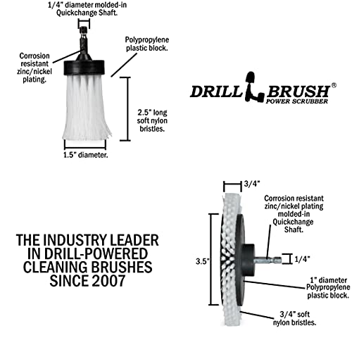 3 Pack Drill Brush Power Scrubber Cleaning Brush - Soft White Drill Brush Set - Car Detailing Kit - Cleaning Drill Brush Set for crevices and Hard to get to Areas - Power Scrubbing Brush for Drill - color: White